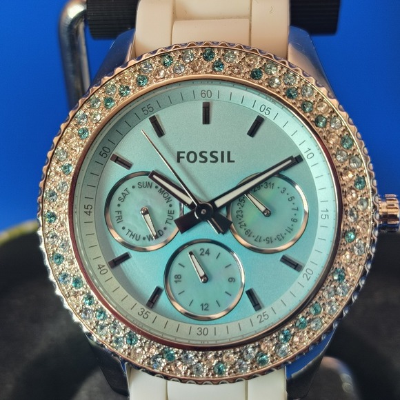 Fossil Accessories - New! Vintage 2015 Fossil Mother of Pearl Day-Date 36mm Women's Quartz Watch NOS